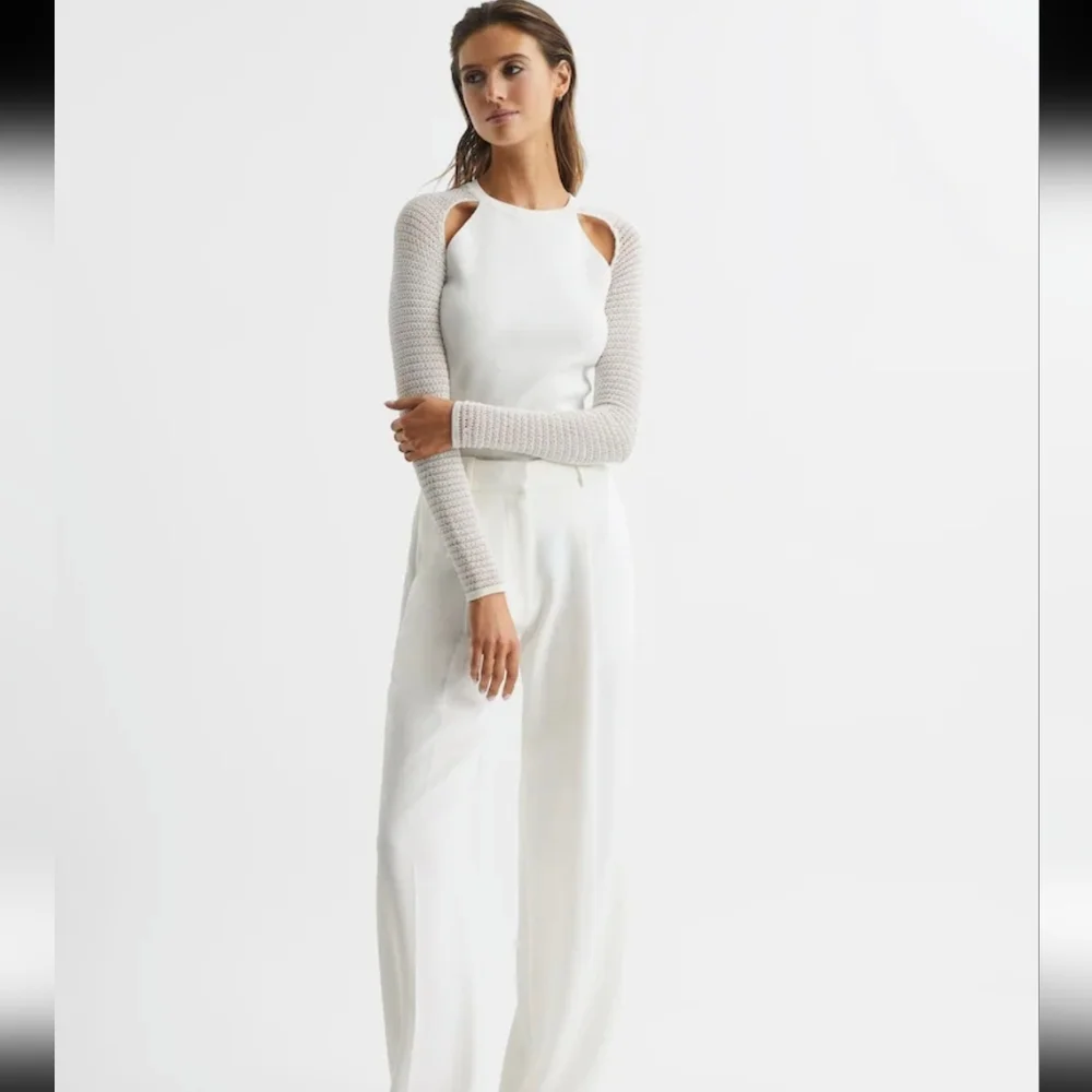 White Reiss Maria Sheer Twist Front Jumper